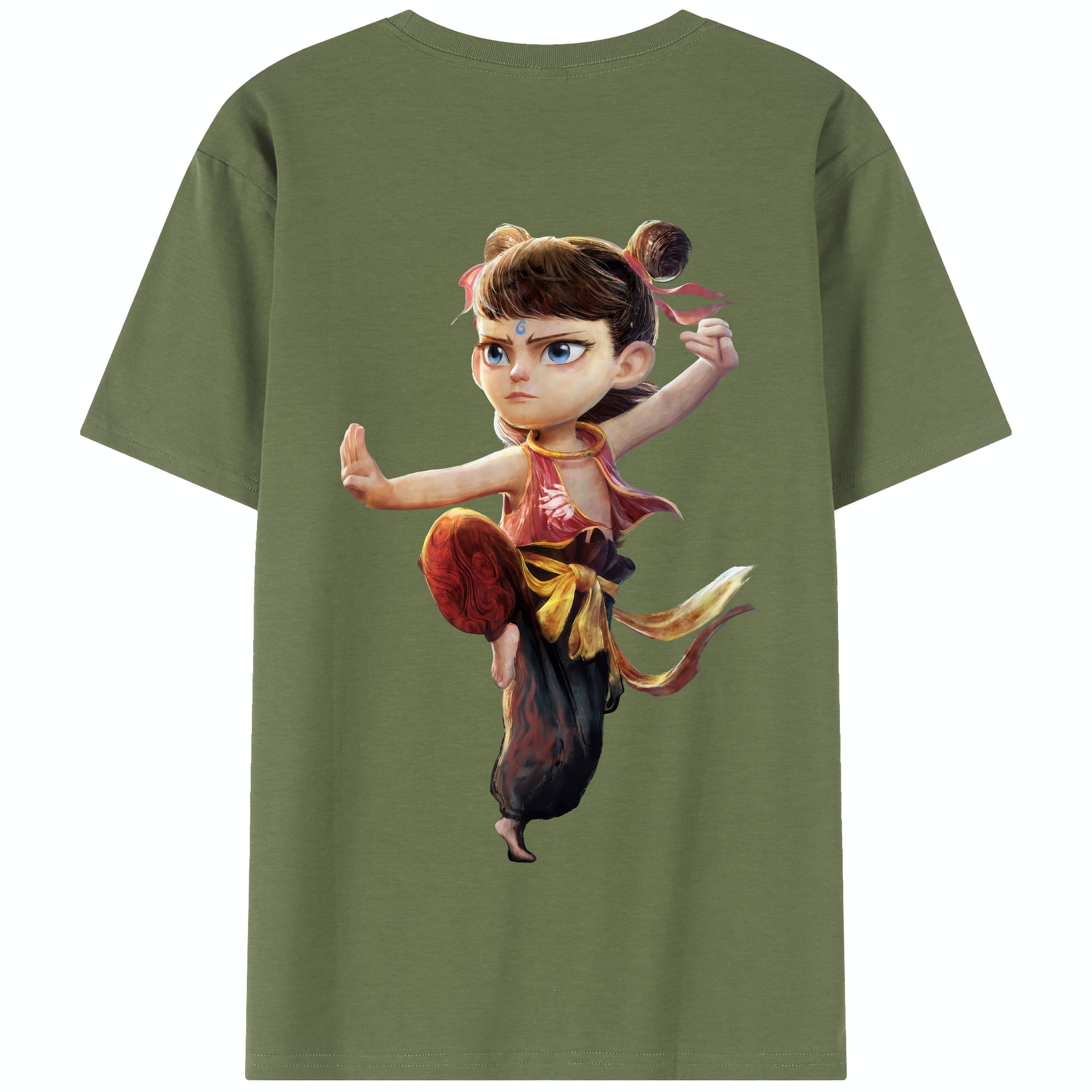 （画像用） Ne Zha 2 ナタ 魔童の大暴れ 綿100％半袖Tシャツ（背面プリント）